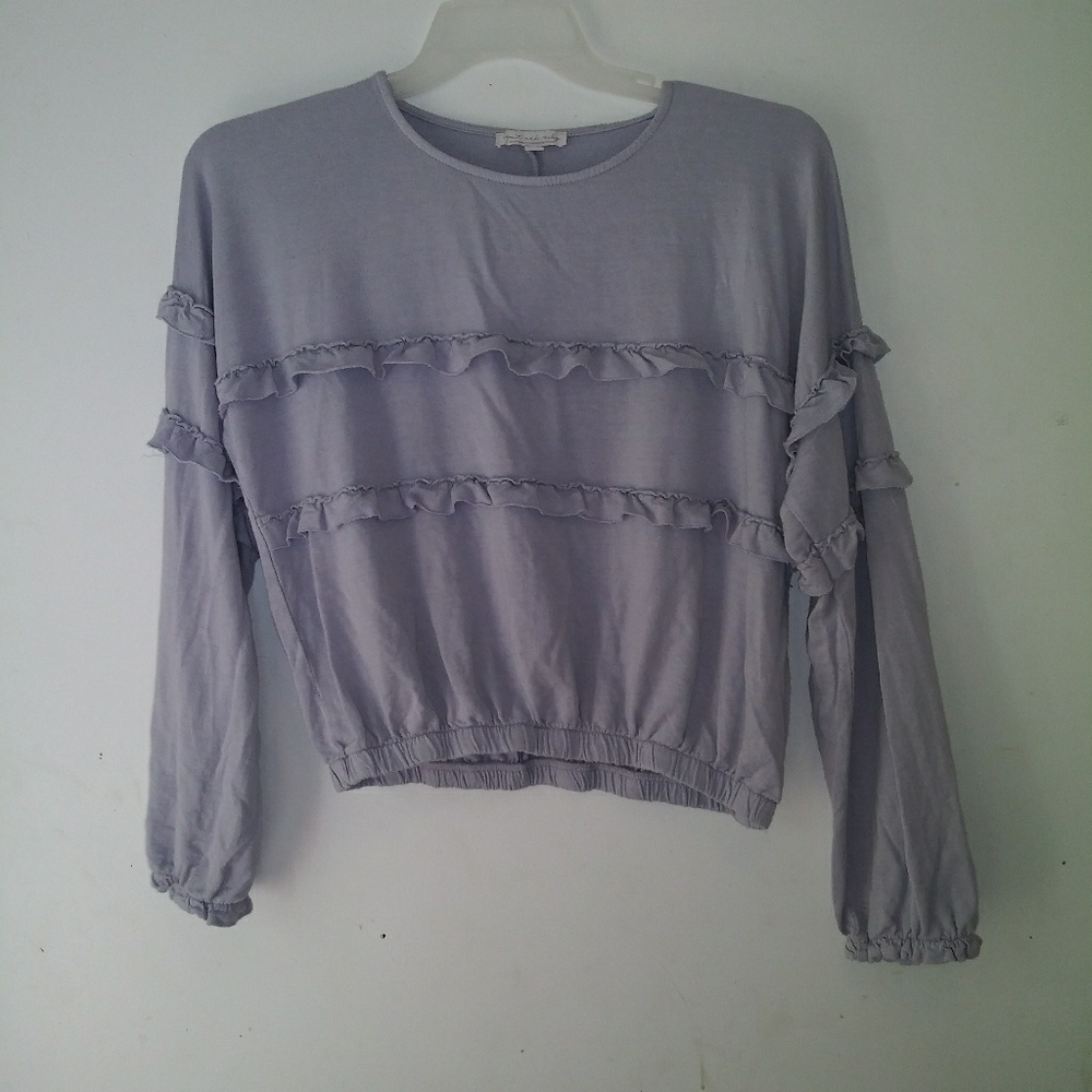 Don't Ask Why top shirt lavender ruffles one size